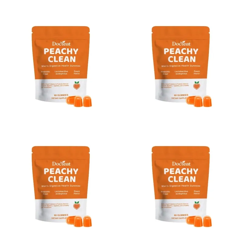 Docteat Peachy Clean Men's Digestive Health Gummies Prebiotic & Probiotic Blend Peach Flavor 60 Gummies Dietary Supplement — image 9