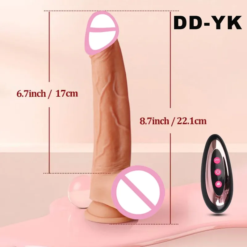 Riesiger realistischer Silikon-Fernbedienungsdildo, der vibrierende weibliche Sexspielzeuge, Penetration, G-Punkt, Klitoris, Vagina, Orgasmus-Massagegerät