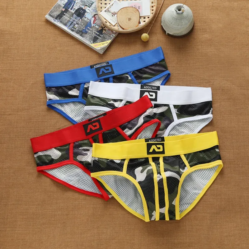 Men's nylon mesh breathable cool camouflage panties addicted youth briefs — image 6
