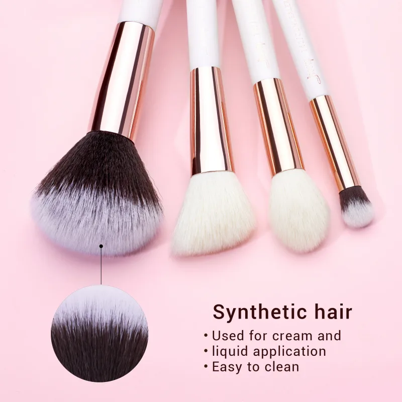 Jessup Set di pennelli per trucco 6 pezzi Pennelli per trucco Kit di pennelli per trucco in polvere naturale-sintetica per contorno fard Evidenziatore Miscela correttore — image 2