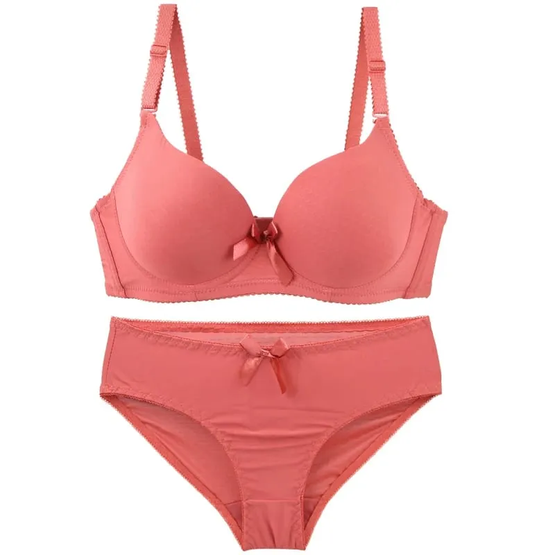 2025 New Sexy Bow Sweat Absorption Plus Size Bras Set Solid Smooth Seamless Breathable ABC Cup Underwear Plus Up Lingerie — image 6