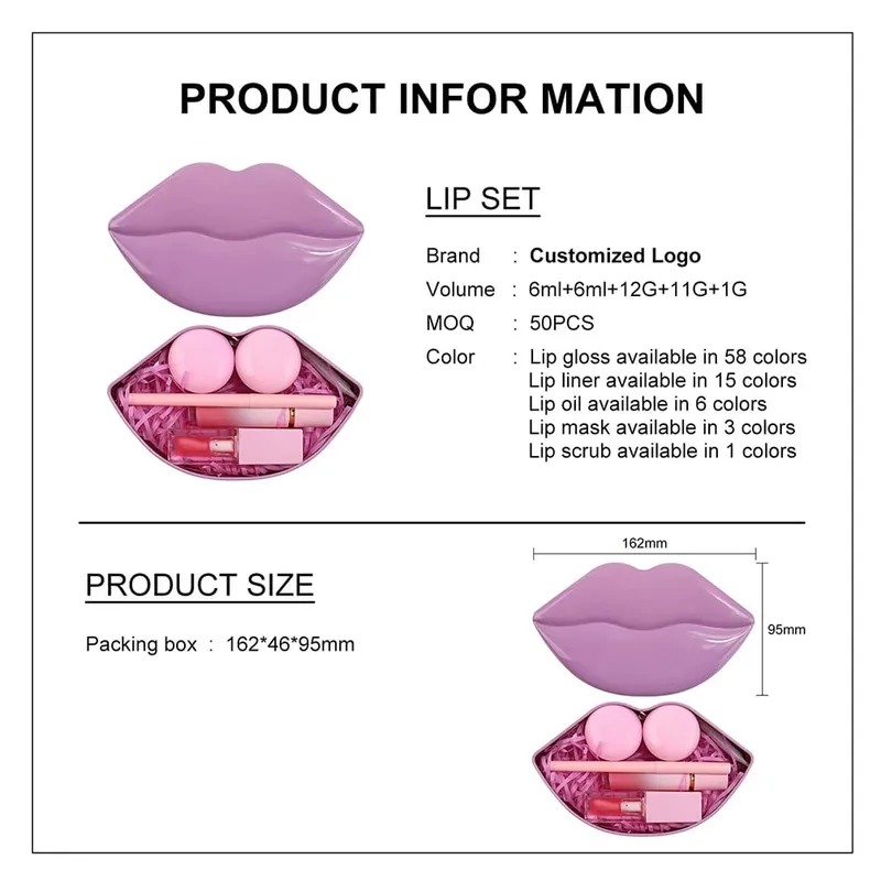 Ensemble de maquillage pour les lèvres Vegan 5 en 1, masque à l'huile brillant, doublure, gommage, marque privée, Logo personnalisé, vente en gros, fourniture en vrac pour les revendeurs — image 6