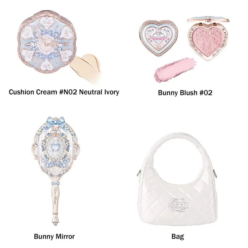 Flower Knows แต่งหน้าชุด Swan Ballet คอนซีลเลอร์ Palette นูน Blusher Shine ลิปสติกชุดพร้อมกระเป๋า THE SWEETIE BEAR Bunny Garden — image 9