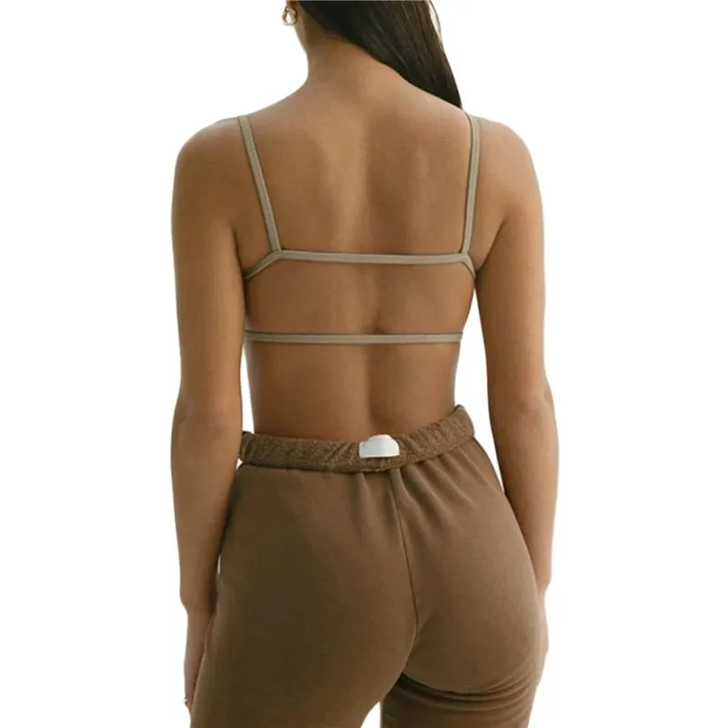 Lamuusaa y2kเสื้อผู้หญิงเซ็กซี่เสื้อผ้าสีทึบสปาเก็ตตี้สายคล้องคอBackless Ribbedเสื้อกั๊กBasic Teesฤดูร้อนStreetwear — image 7