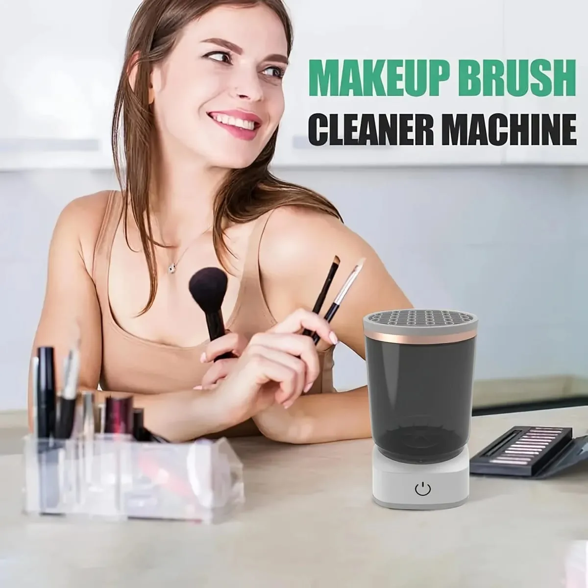 Elektrisk Makeup Brush Cleaner Automatisk kosmetisk børste rengøringsværktøj Hurtig dybderengøring til alle størrelser børster holdbare — image 2