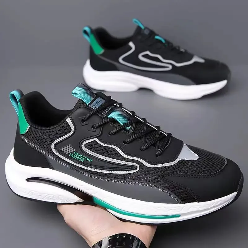Kasut Sukan Jaring Lelaki Kasual Bernafas Kulit Atas Fesyen Selesa Kasut Larian Kasut Sneakers Pelajar — image 5