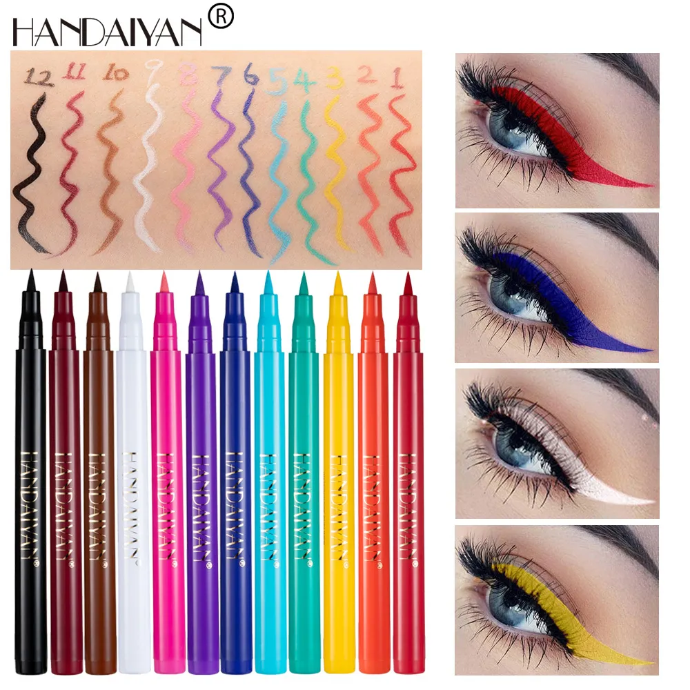 Pensil Eyeliner Putih Matte Cepat Kering Kosmetik Pena Eyeliner Cair Halus Tahan Lama Tahan Air Pena Eyeliner Antinoda — image 4
