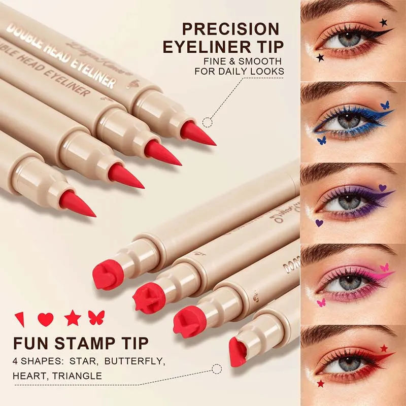 Eyeliner à Double extrémité 2 en 1, séchage rapide, imperméable et résistant à la sueur, pas facile à tacher, maquillage coloré pour les yeux