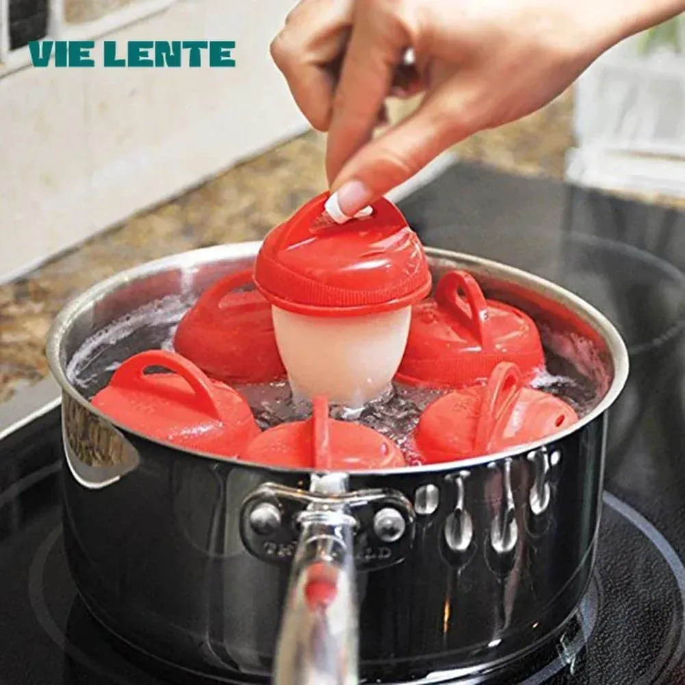 6Pc Mini Egg Poachers Cooker Silicone Non-Stick Egg Boiler Cookers Pack Boiled Eggs Mold Cups Steamer Kitchen Gadgets Tools — image 2