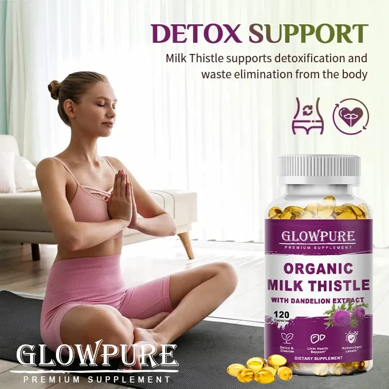 Organic Milk Thistle 9000mg 30X Concentrated Seed Extract 80% Silymarin Liver Support Cleanse Detox Fatty Liver Supplements — image 3