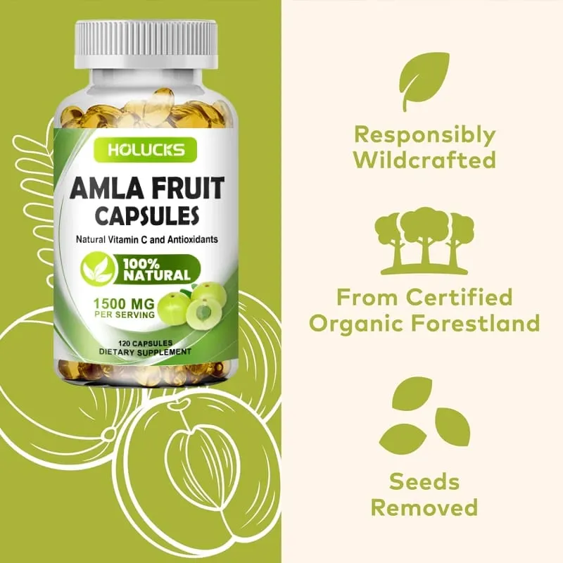 Natural Amla Capsules with High Potency Vitamin C Antioxidant Support Energy Metabolism Heart & Digestive Health — image 3