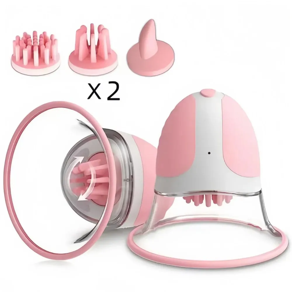 Aumento del seno Succhiare vibratore Pompa a vuoto rotante Reggiseno ventosa Massaggiatore seno AV Masturbatore per stimolazione capezzolo femminile — image 1