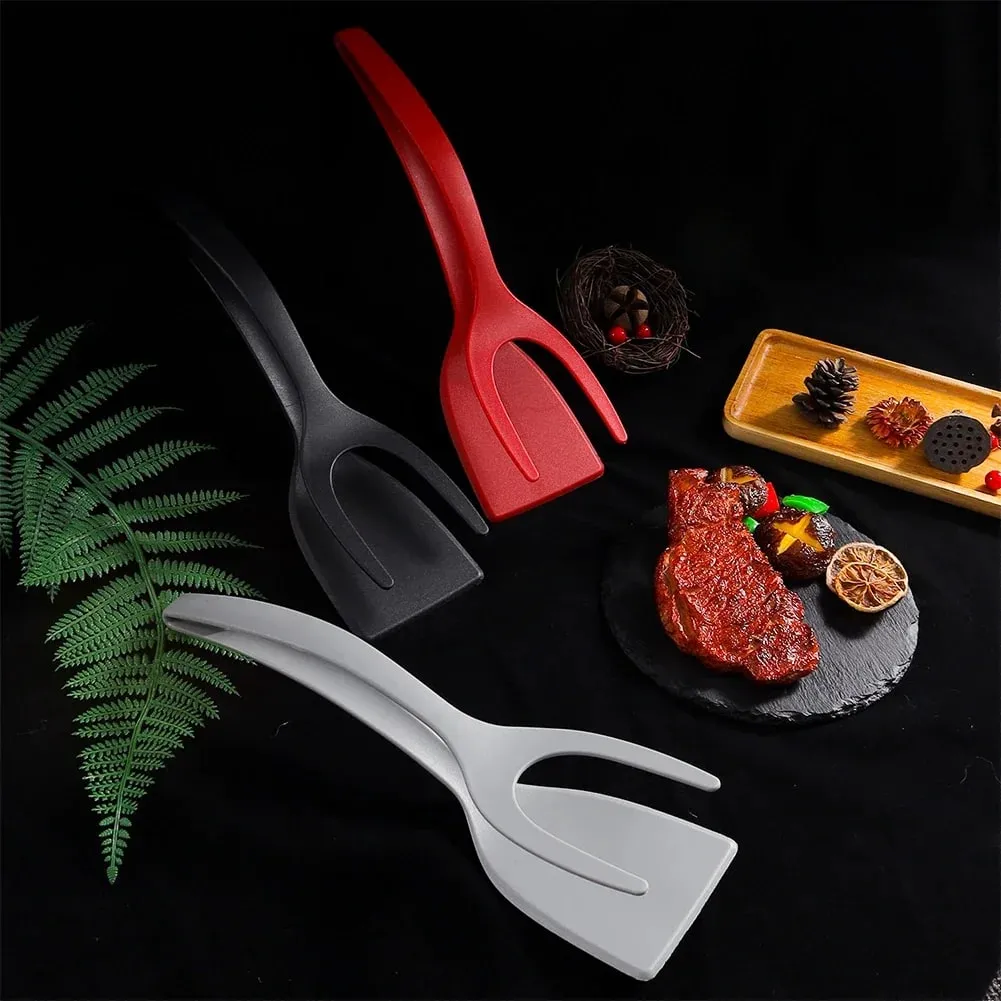 Egg Flipper Spatula 2 in 1 Grip and Flip Spatula Tongs Silicone Egg Flipper Tool Fish French Toast Tongs Non-Stick Cooking — image 3