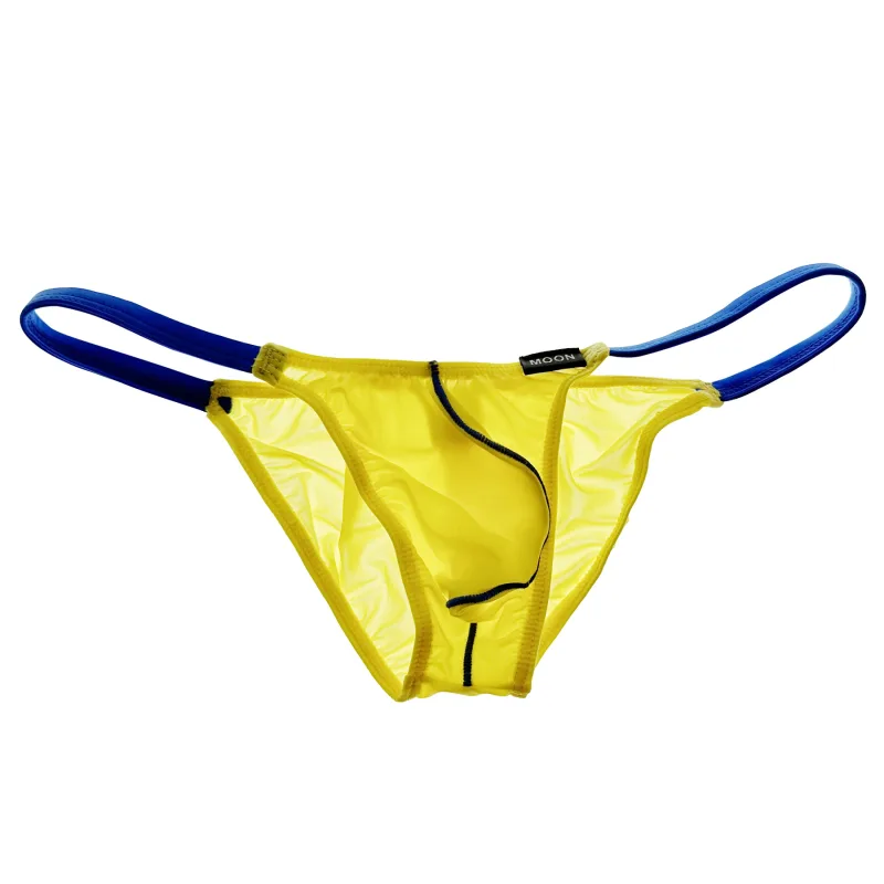 Slip da uomo a vita bassa in seta di ghiaccio con custodia a U Color Block, traspirante, morbido e confortevole, intimo maschile quotidiano — image 4