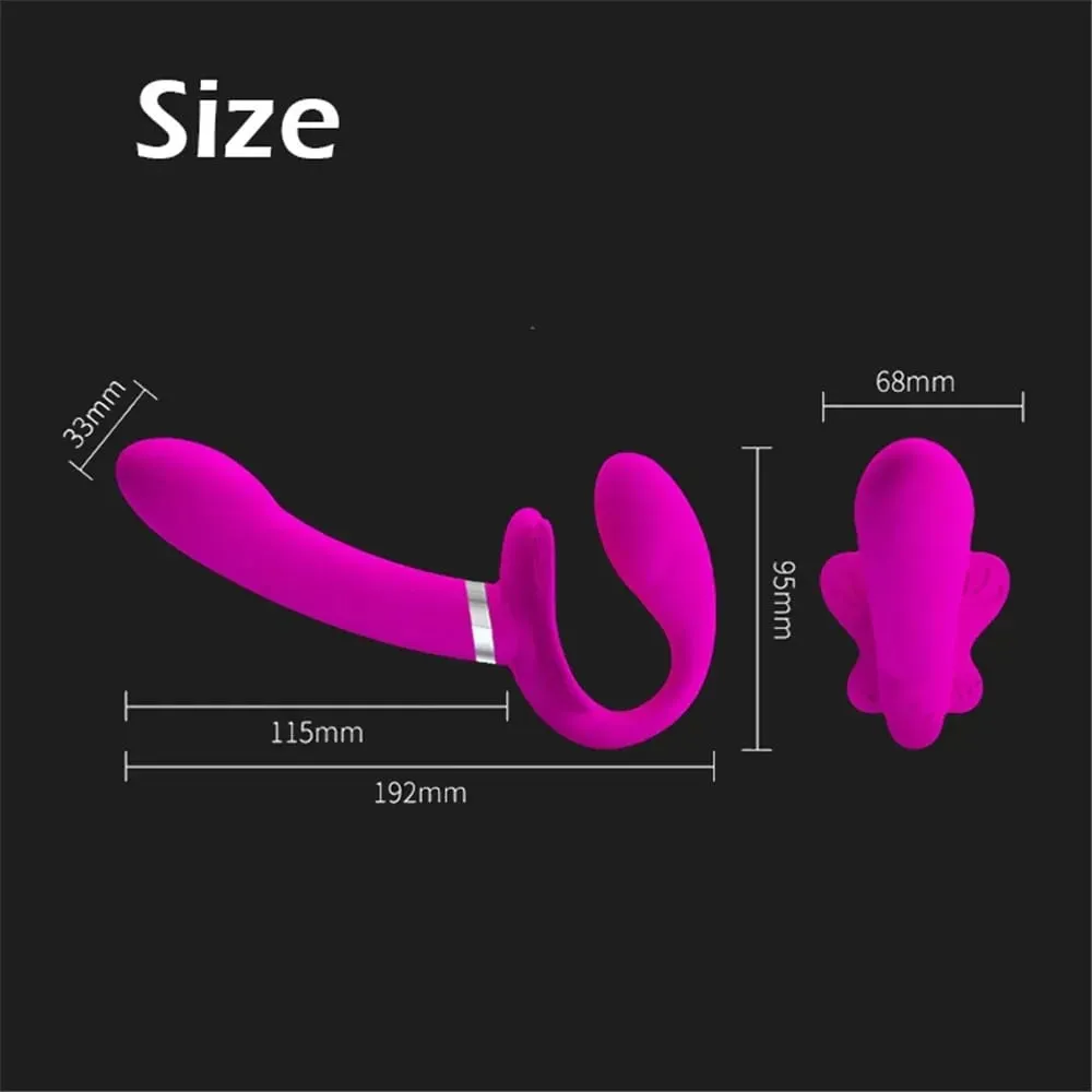 Vibratori con cinturino senza spalline per donne Pene vibrante a doppia testa Giocattoli erotici lesbici per giocattoli sessuali per adulti per coppie — image 6