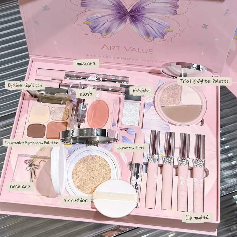 Luxuriöses Make-up-Set, rosa Schmetterling, Kosmetik-Set, Lidschatten-Palette, Lippentönung, Rouge, Mascara, Eyeliner, Highlighter, Beauty-Make-up-Geschenk — image 2