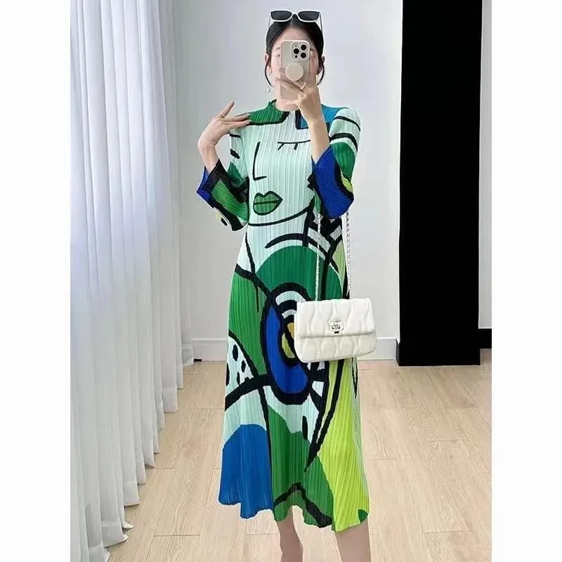 Long Dresses Womens Dresses Spring and Summer new Cartoon Printing Short Sleeve Temperament Fashion Loose Long Dress Female — image 3
