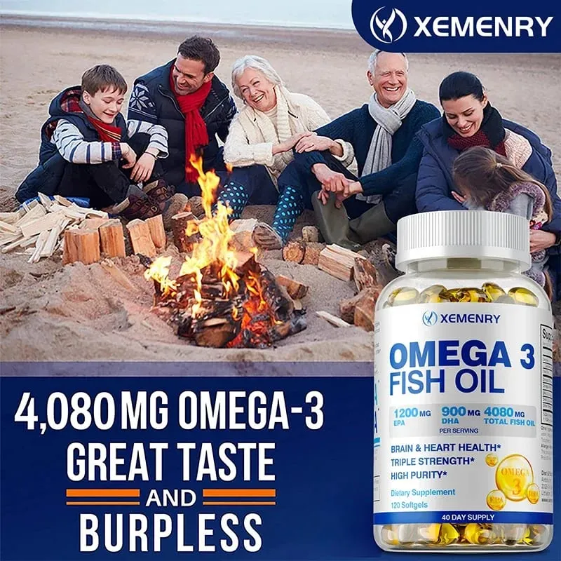 Omega 3 Fish Oil - Designed To Support Heart Brain Joints and Skin Rich in EPA DHA Vitamin E Non-GMO Food Supplement — image 6