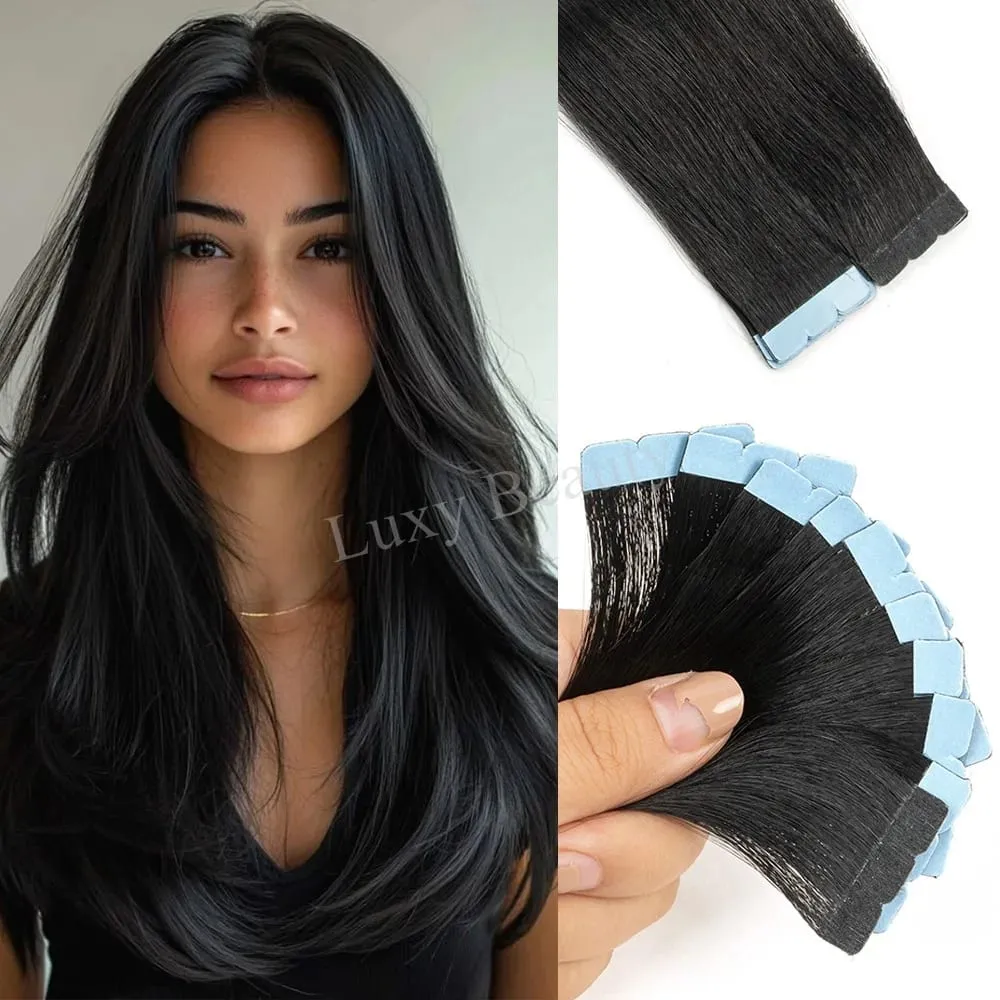 Blonde Mini Tape in Human Hair Extensions Double Side Seamless Natural Straight Black Brown Tape Ins Hair Extensions 10pcs/set