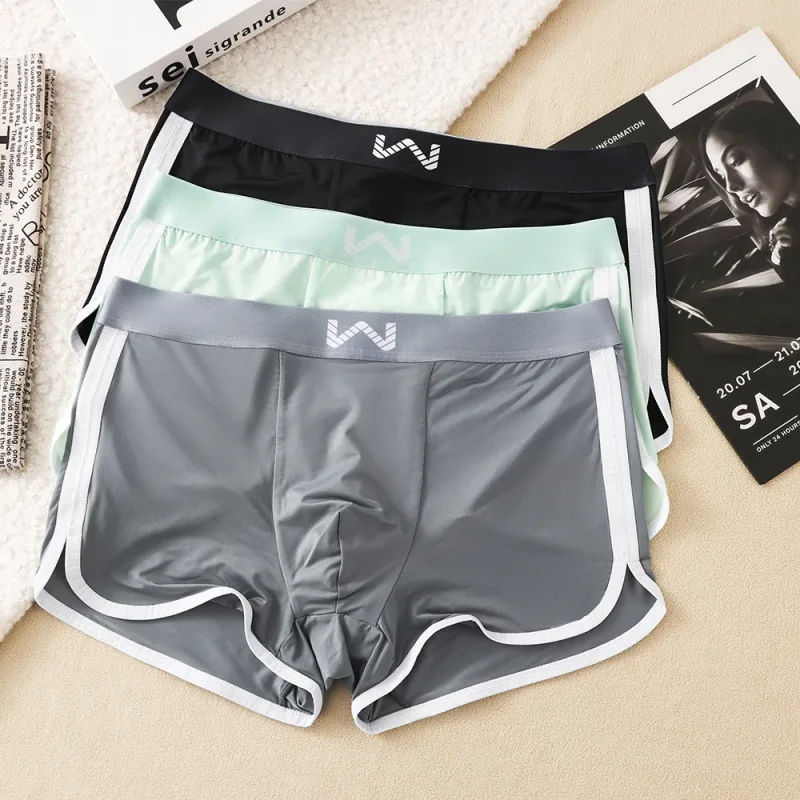 3st/pack Ice Silke Andas Antibakteriellt Mesh Herrkalsonger Stor Space Pouch Trosor Höga elastiska midjeband Boxer Homme — image 18