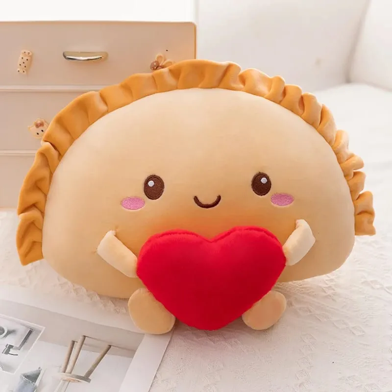 13/35 cm Roztomilý plyšový plyšový knedlík klíčenka Barevný potravinový knedlík s různými příchutěmi Plyšová hračka Kawaii Smažený knedlík s červeným srdcem — image 7