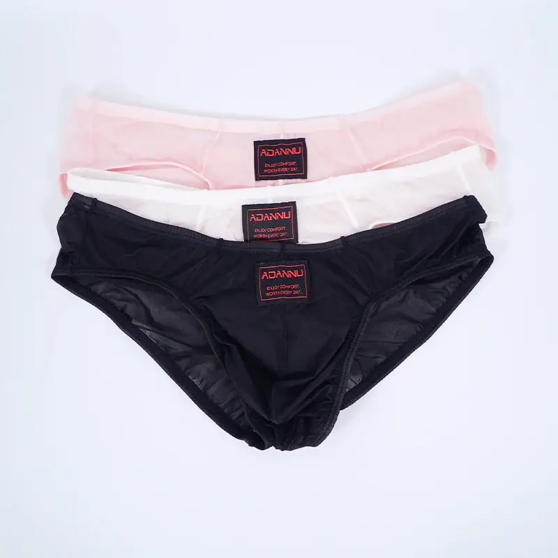Summer Ice Silk Men Briefs 0.01mm Ultra-thin Mesh Underpants Transparent Breathable Sexy DeepV-back Butt-lifting Underwear M-XXL — image 3