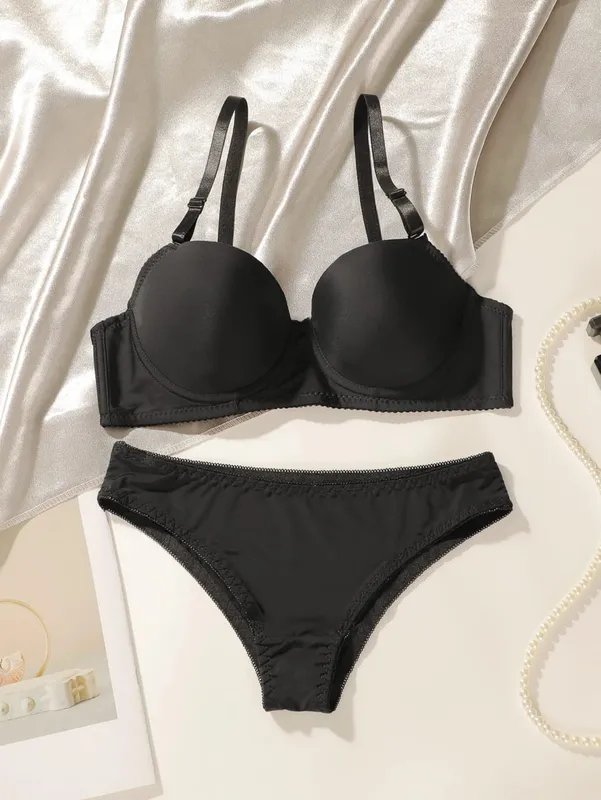 Hot selling warna solid set seluar dalam 2 helai pelbagai warna set bra empat musim setiap hari selesa dipakai Lingerie seksi 2611 — image 8