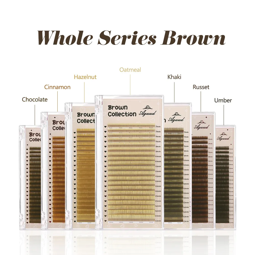 Pro 20 Rows Brown Collection Individuální prodloužení řas Russian Volume Lashes MIX7-15 Soft Mink Hnědé řasy Makeup — image 3