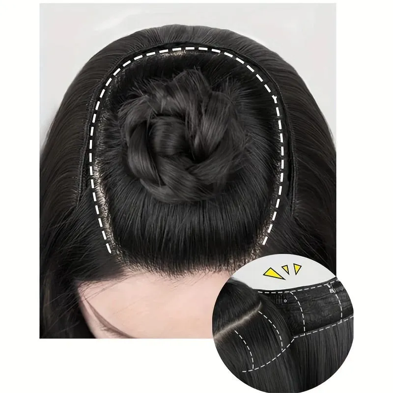 22 นิ้วต่อผมสังเคราะห์ผสมได้ดียาวตรงหยัก Hairpieces รูปตัววีสีน้ำตาลต่อผม — image 6