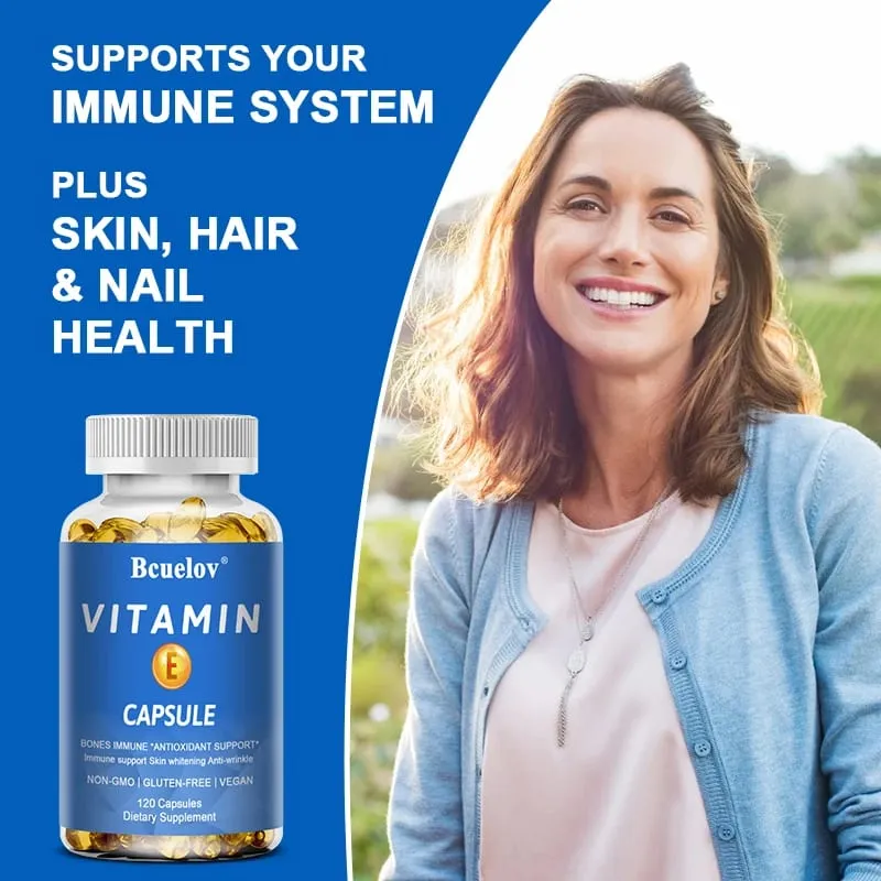Bcuelov Vitamin E Softgels Antioxidant Supplements Easily Absorbed - Supports Skin Heart & Immune Health Capsules Non-GMO — image 5