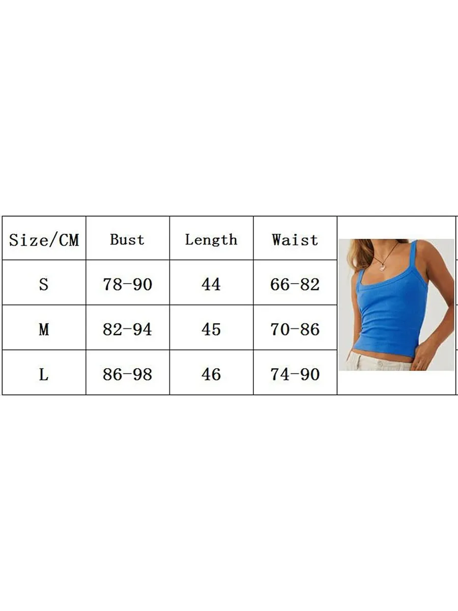 Camisetas sin mangas de color liso para mujer Chaleco básico Sin mangas acanalado Cuello en U Tops cortos ajustados — image 7