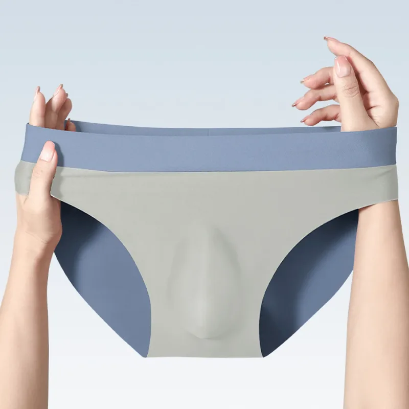 Sous-vêtements sans couture en soie glacée pour hommes, shorts triangulaires de poinçonnage 3D, sous-vêtements fins d'été, shorts de sport pour garçons