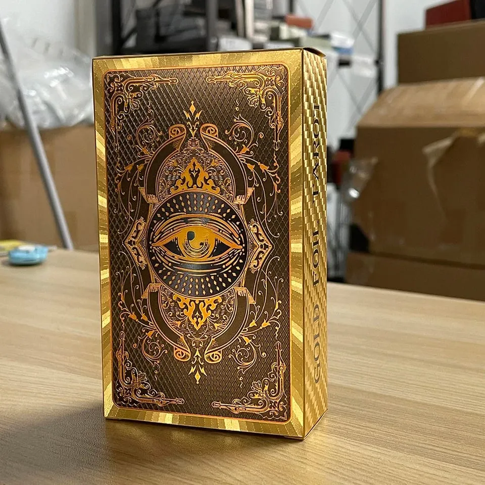 Gioco di carte dei Tarocchi in lamina d'oro Mazzo di divinazione bilingue spagnolo inglese con guida Profezia Set di lettura oracolo per principianti — image 1