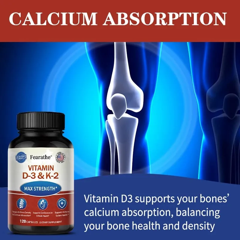 Las cápsulas MK-7 de vitamina D3 y K2 apoyan la salud de las articulaciones de los dientes y los huesos, aumentan la absorción de calcio — image 7