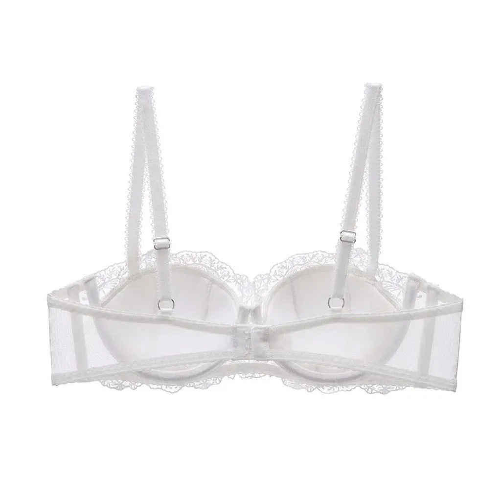 Set di due pezzi di lingerie in pizzo ricamato francese Reggiseno con ferretto morbido e traspirante leggero con supporto leggero per busti più piccoli — image 5