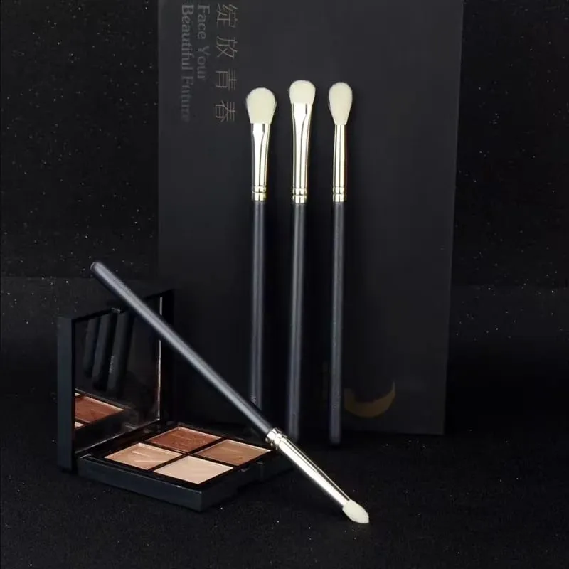 4ks make-up štětec na oční stíny plochý oční stíny stínítko záhyby štětce na oční stíny kozí vlasy tekutý krém na pudrový make-up — image 5