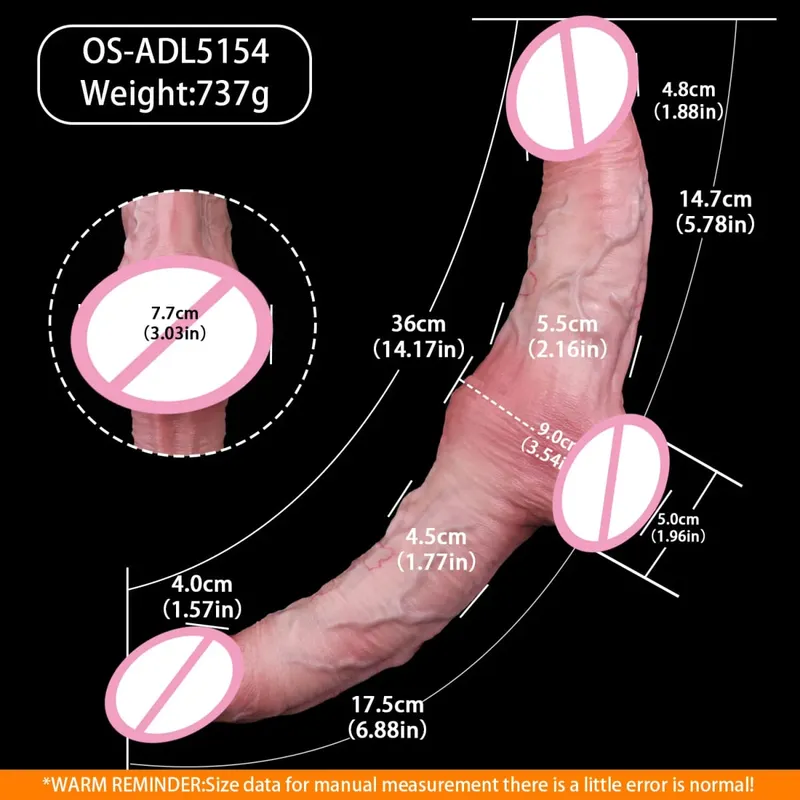 Dildo in silicone Doppio attacco Dildo morbido Buttplug Giocattolo intimo per adulti Riutilizzabile Coppia Gioco Plug anale Dilatatore ano — image 4