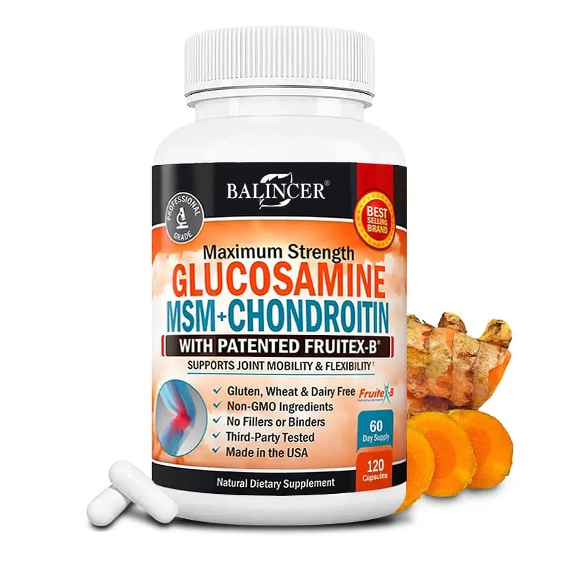 Glucosamine Chondroïtine MSM - Supplément de soutien articulaire pour hommes et femmes - Soulage l'inconfort articulaire 30/60/120 Capsules NON-OGM — image 1