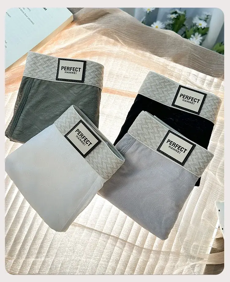 Seluar Boxer Jacquard Ais Sutera Lelaki: Menyejukkan, Bernafas, Bertingkat Pertengahan, Seluar Boxer—selesa dan Gaya Ringkas untuk Lelaki Muda — image 14