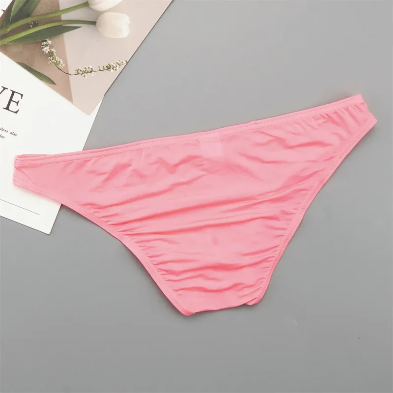 Thin Ice Silk Low Waist Men Briefs Solid Color Semi Transparent Underwear Plus Size Bulge Pouch Smooth Breathable Soft Panties — image 5
