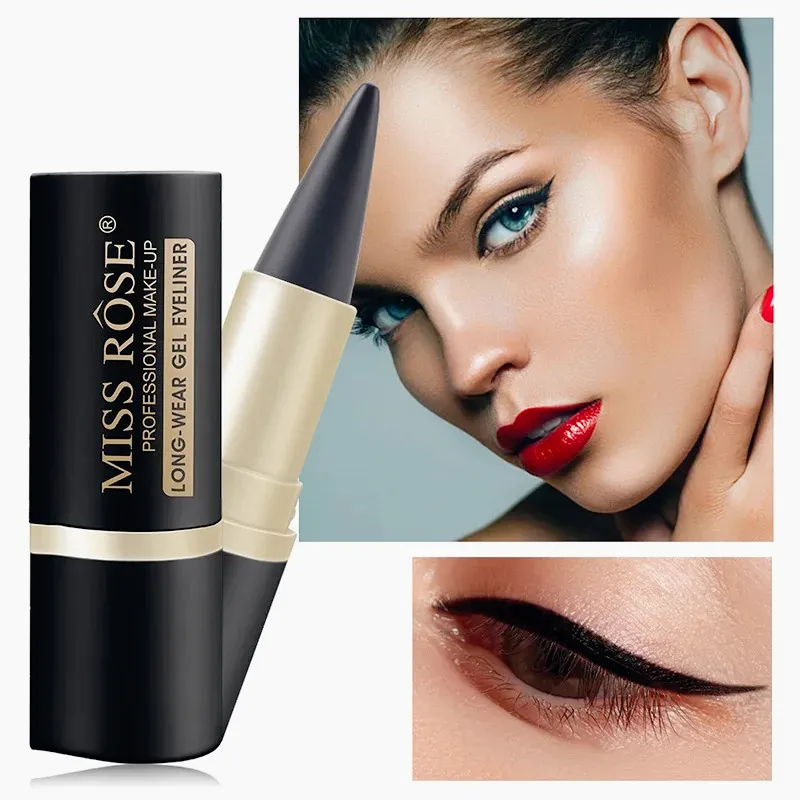 Gel per eyeliner impermeabile opaco - Matita gel a testa singola con pigmenti ricchi ad asciugatura rapida 24 ore A prova di sbavature Nero a lunga durata — image 4