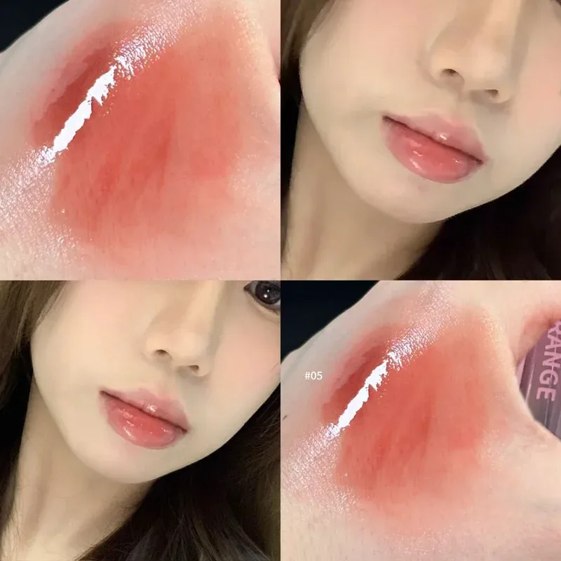 Różowy różowy jednolity błyszczyk lustrzane usta pulchne nawilżająca szminka odżywcza woda lekka odcień ust czerwona błyszczyk do ust koreański makijaż — image 8