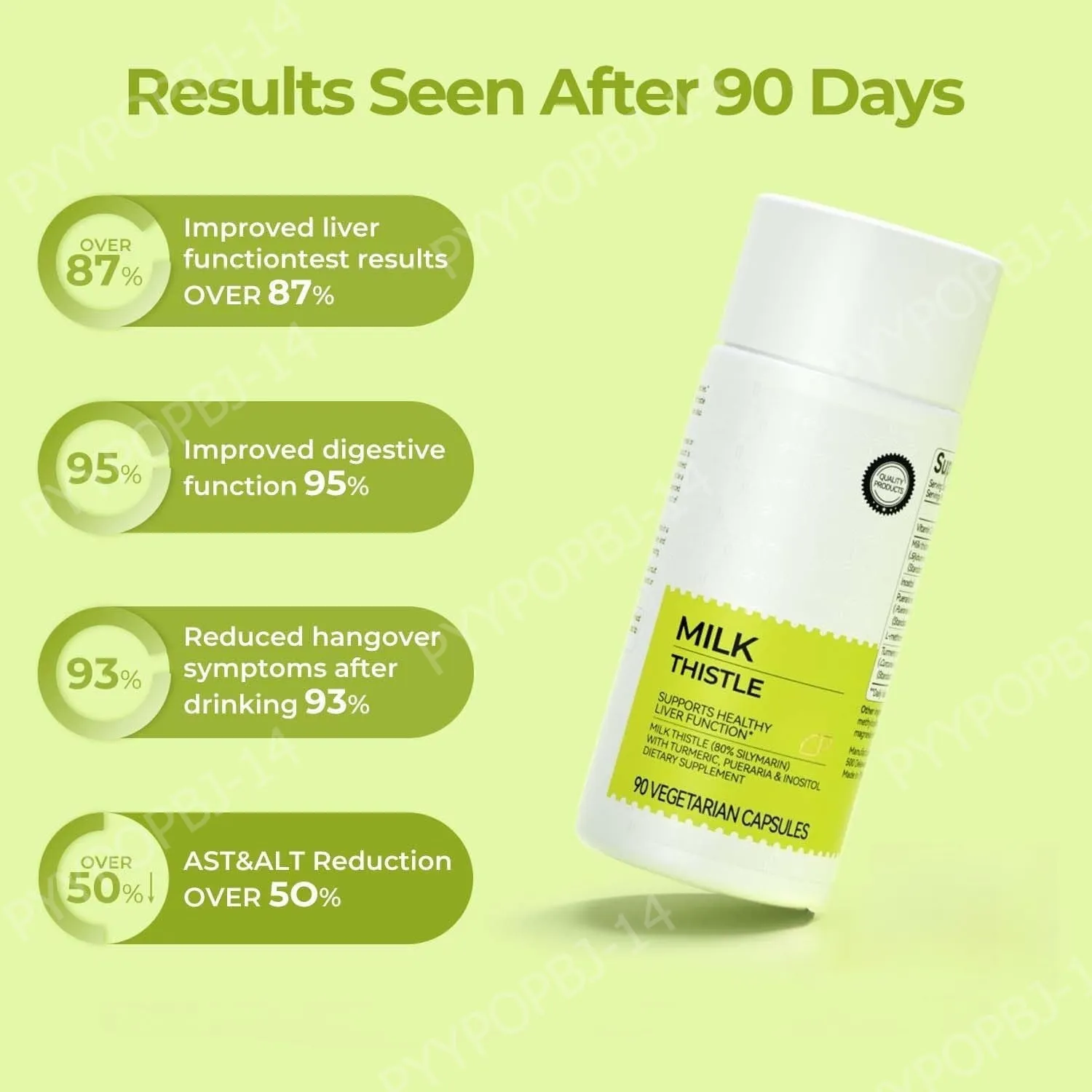 Milk Thistle Extract 300mg Capsules with Vitamin C Inositol Herbal Supplement 90 Capsules Non-GMO Gluten Free — image 3