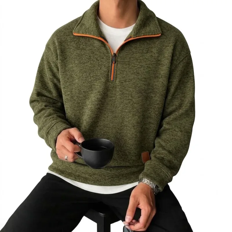 Men's Long Sleeve Half Zipper Sweatshirts Solid Pullover Luxury Zip Up Hoodies Casual Mens Coats Gym Man Quarter Zip Poleron — image 12