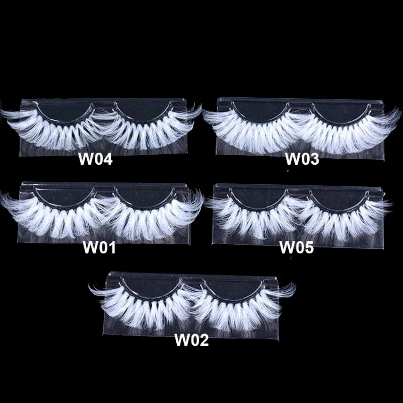 Super Long 5D White False Eyelashes 25mm High Volume Fluffy Fake Eye Lashes Wholesale Supplier For Halloween Cosplay — image 4
