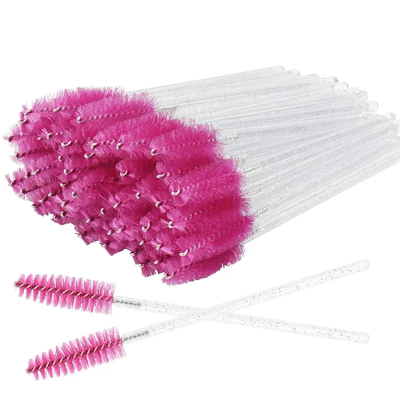 50 ชิ้นเครื่องสำอางแปรงขนตา Eye Lash แปรงแต่งหน้าทิ้งคริสตัลสีขาวมาสคาร่าแปรงขนตาเครื่องมือขยาย