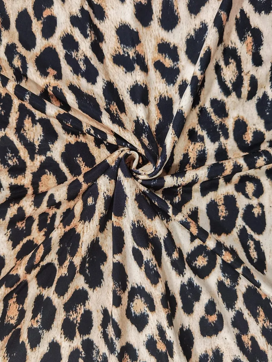 Abito lungo taglie forti con stampa leopardata e cinturino per spaghetti, abbigliamento casual da spiaggia e da vacanza, tendenza moda estiva per le donne — image 4