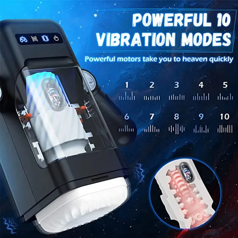 Masturbador automático de empuje masculino con calefacción, copa Oral, Stroker, succión de Vagina Real, mamada, Juguetes sexuales, vibración con soporte para teléfono