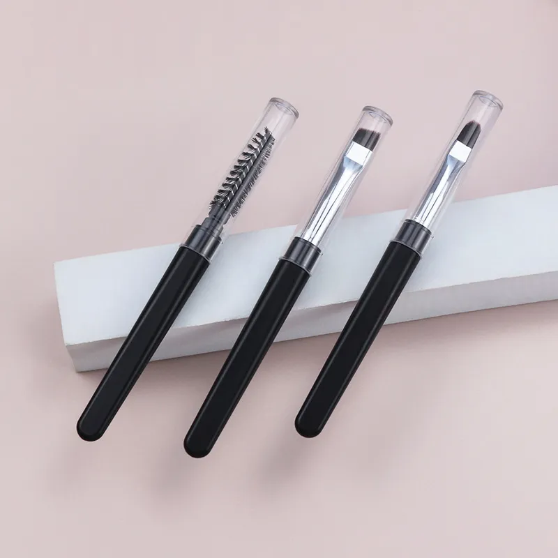 ★▲1PC bærbare øjenskygge makeup børster Rejsestørrelse Makeup børster Øjenbryn Silikone Glit Essentielle kosmetiske værktøj med låg — image 4