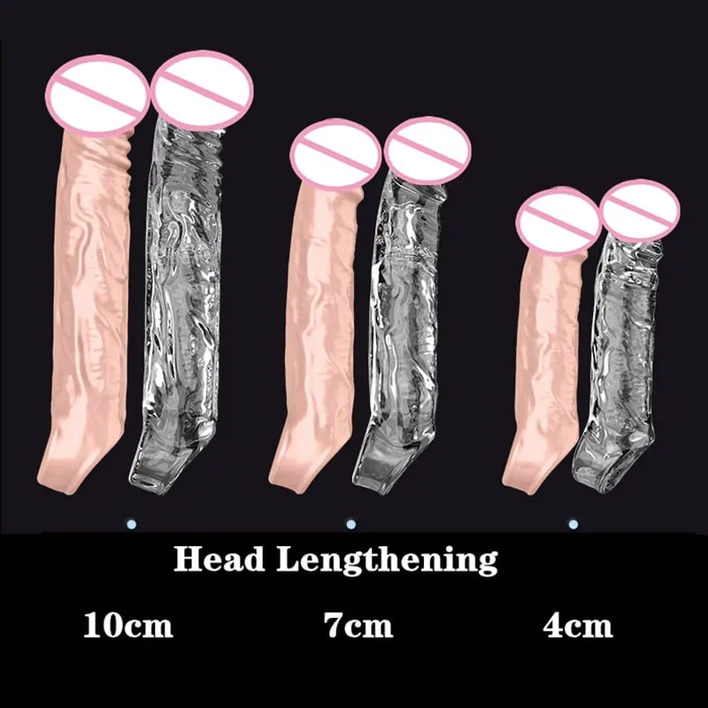 ขนาดใหญ่อวัยวะเพศชายขยายแขนReusableนุ่มและยืดชะลอการถุงยางอนามัยชายDildo Extenderชายของเล่น — image 3